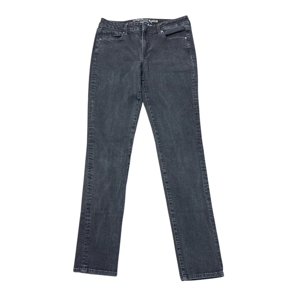 American Eagle Women's Size 12 Black 360 Super Stretch Skinny Jeans Extra Long - Picture 1 of 5